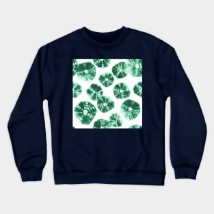 Shibori Kumo tie dye emerald green dots over white Crewneck Sweatshirt